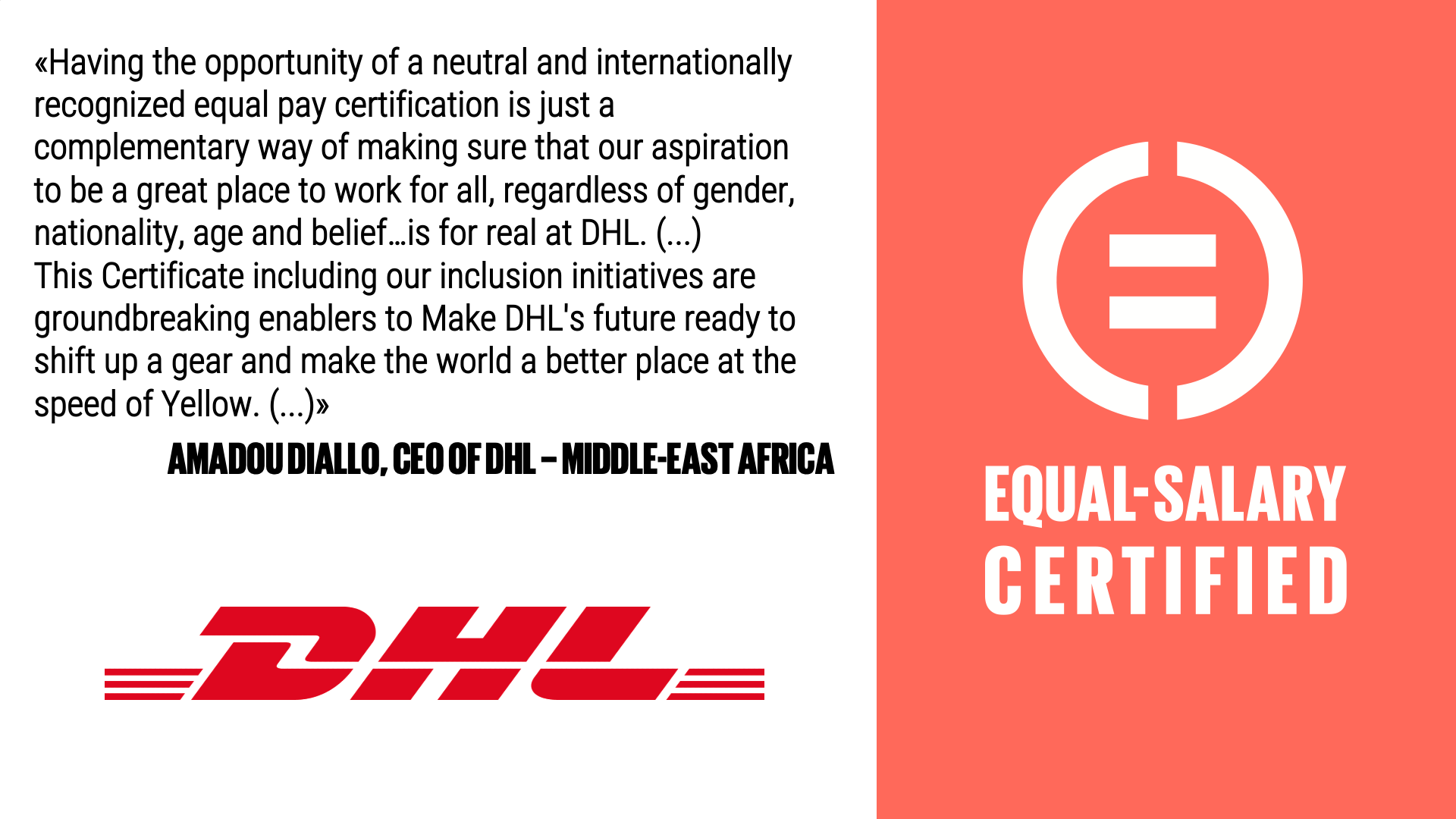 DHL IN UAE OBTAINS THE EQUAL SALARY CERTIFICATION EQUAL SALARY